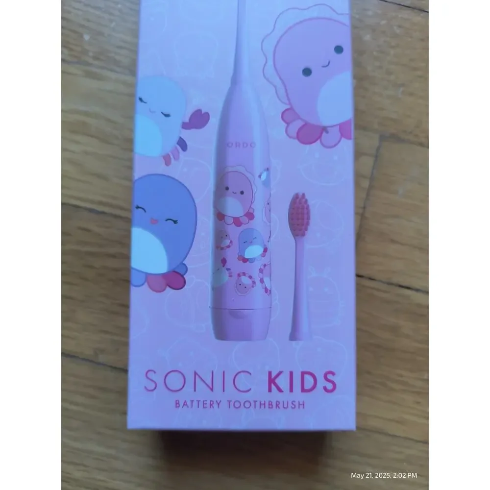 ORDO Sonic Kids Battery Toothbrush Squishmallows Auggie Pink 2 Heads New Sealed